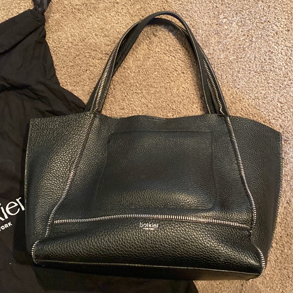 Botkier black medium size tote with silver zipper lining and silver inside - Picture 2 of 9